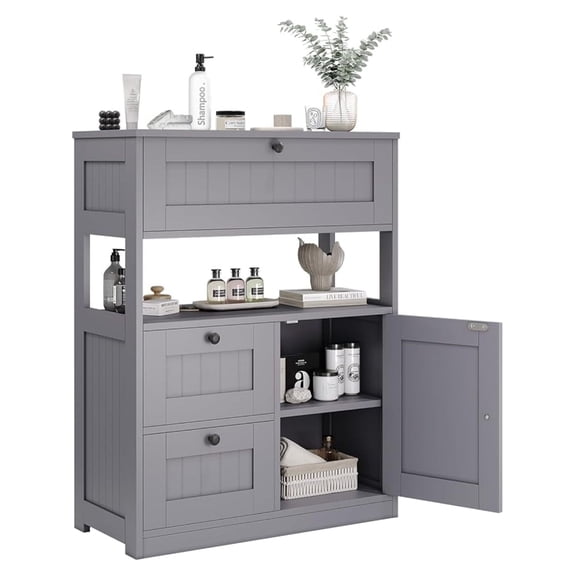 Bathroom Cabinet, Modern Bathroom Floor Storage Cabinet Organizer with 1 Door and 3 Drawers, Freestanding Cupboard for Kitchen/Living Room Use