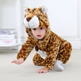 thumbnail image 3 of Toddler Infant Leopard Costume Flannel Hooded Onesie Soft Animal Romper Pajamas Outfits Gift, 3 of 11