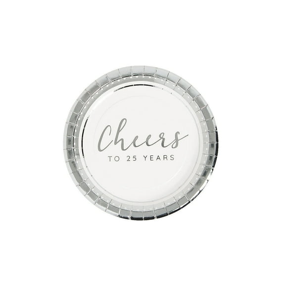 25Th Anniversary Dessert Plate - Party Supplies - 24 Pieces