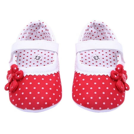 

Yinguo RD/11cm Girls Shoes Soft Sole Toddler Leather Baby Crib Flower Shoes Baby Shoes Red 11