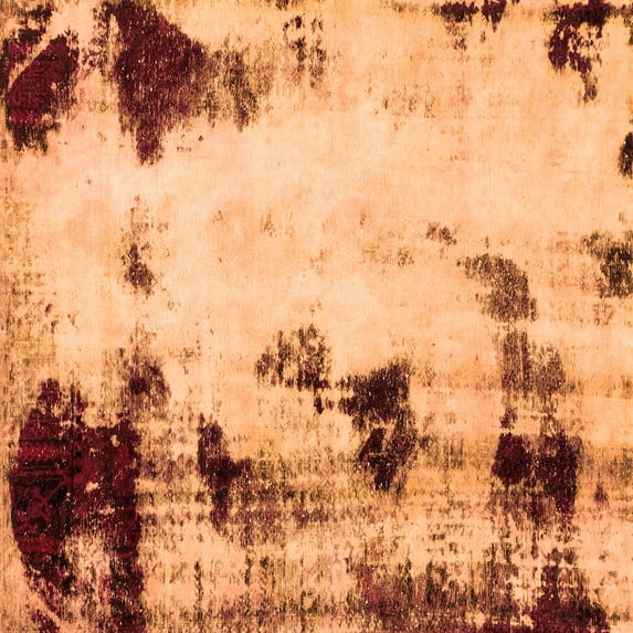 Ahgly Company Indoor Square Abstract Orange Modern Area Rugs, 3' Square