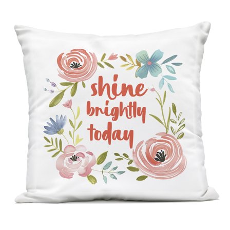 Stupell Industries Shine Brightly Today Outdoor Printed Pillow design by Lettered and Lined, 18 x 7 x 18