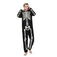 thumbnail image 2 of CLOISE Matching Family Pajamas Halloween Skeleton Onesie Pjs Men Hooded Zip up Sleepwear Comfort Long Sleeve Loungewear Funny Halloween Outfits Fall Black 2XL, 2 of 5
