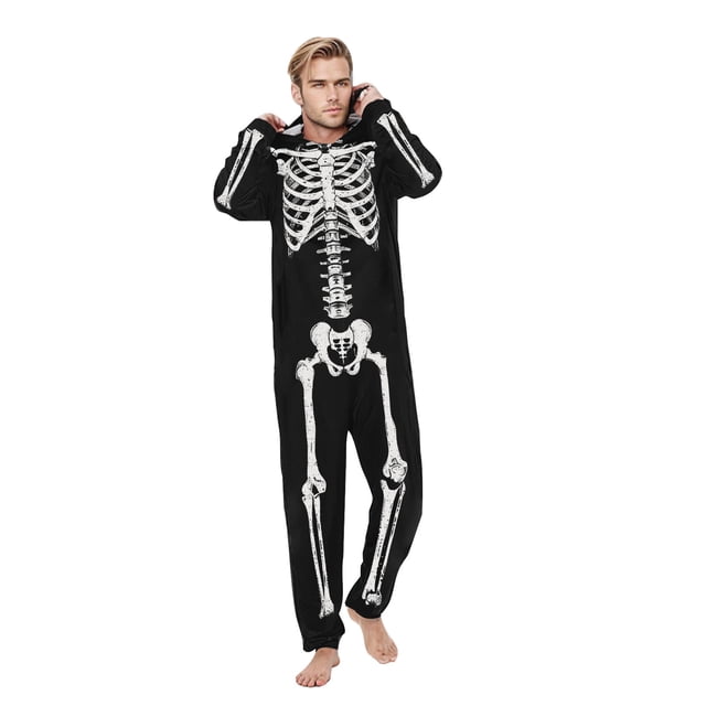 Birdeem Combinaison à Manches Longues pour Hommes, Imprimé Squelette, Mode Halloween, Tenue Parent-Enfant
