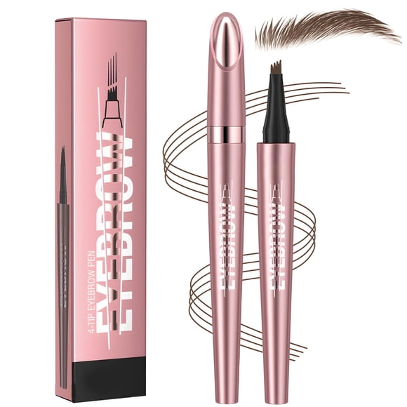 Pluma para cejas tipo microblading LECDOA 2026 de 4 puntas, resistente al agua, café oscuro