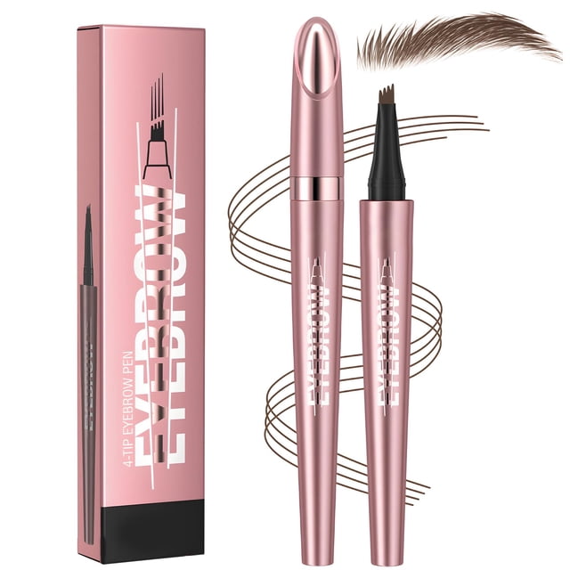 Pluma para cejas tipo microblading LECDOA 2026 de 4 puntas, resistente al agua, café oscuro