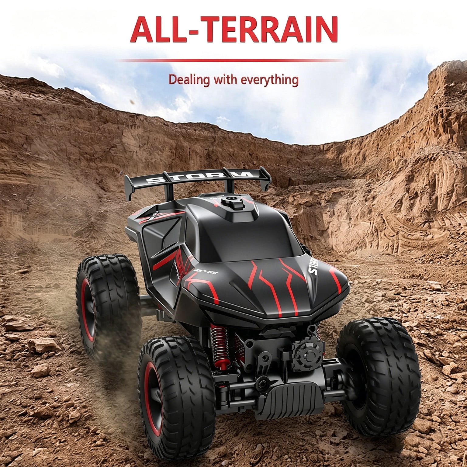 HNH RC Car for Kids, Monster Truck Remote Control Cars 60 Min Play, 25+Km/H Off-Road RC Car Gifts for Boys Girls Ages 3+