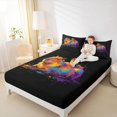 thumbnail image 3 of Manfei Cute Little Birds Queen Sheets,Lovely Capybara Queen Sheet Sets,Black,4pcs,1 Flat Sheet, 1 Fitted Sheet and 2 Pillowcases, 3 of 6