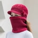 thumbnail image 1 of Gorro de punto de pelo de conejo de otoño e invierno para personas de mediana edad y mayores, conjunto de tres piezas de gorro de lana cálido de invierno para niños y bufandas, 1 of 6