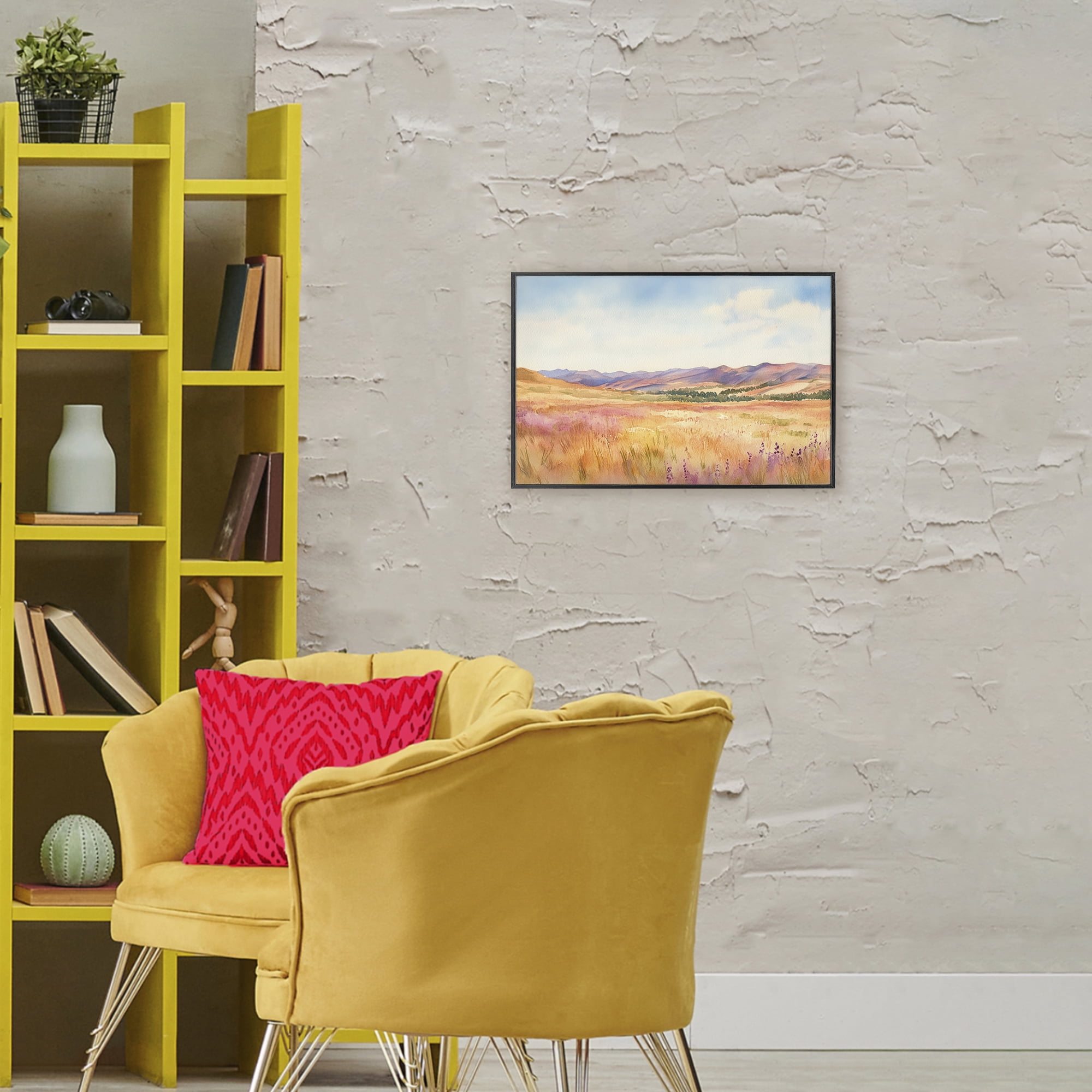 Stupell Industries Pastel Valley Panorama Black Framed Giclee Art, design by Petal Prints Design