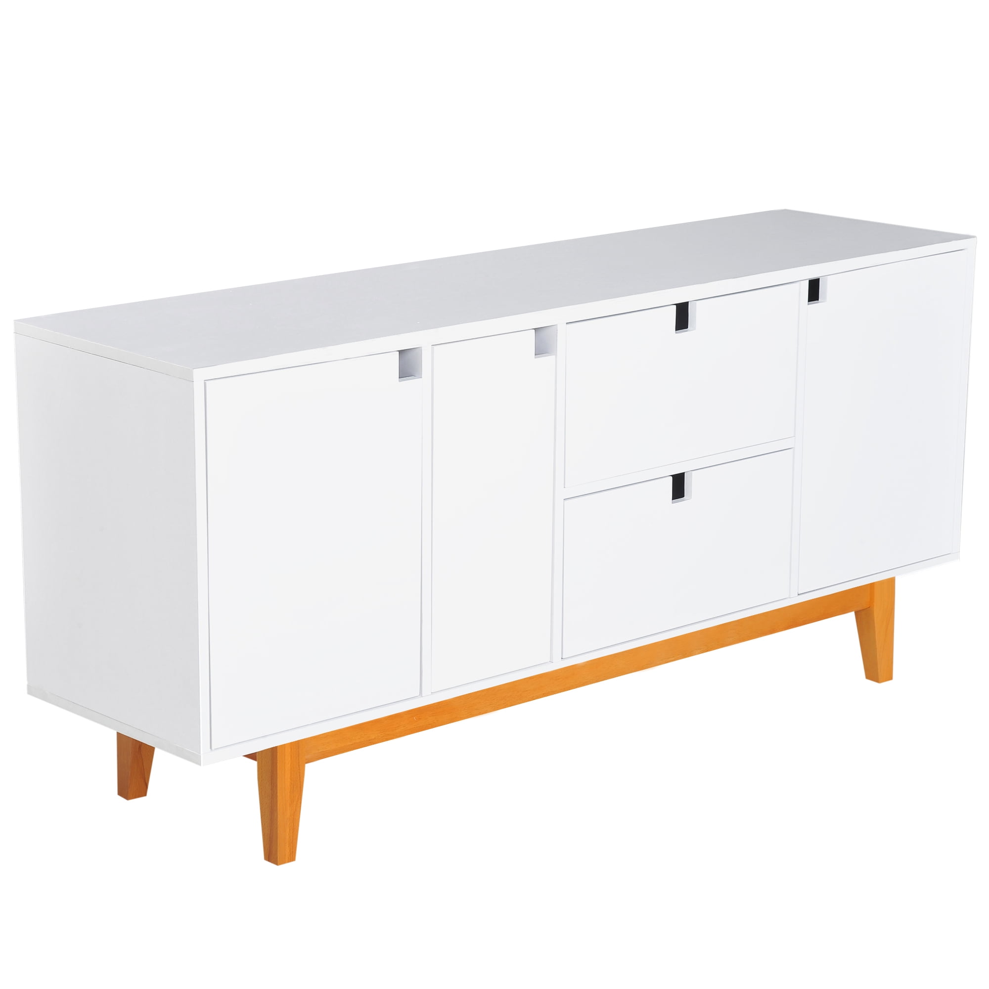 Homcom 57 Two Tone Sideboard Buffet Table Storage Cabinet Contemporary White Walmartcom Walmartcom
