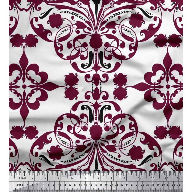 Soimoi Rayon Fabric Moroccan Damask Print Fabric by Yard 42 Inch Wide