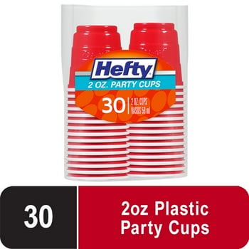 Hefty Mini-Me Plastic Cups, Red, 2 Ounce, 30 Count