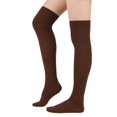 thumbnail image 2 of Solid Color Over The Knee Thigh High Socks, Halloween Costume Long Stockings for Women Party Dress Up Coffee, 2 of 6