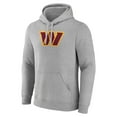 thumbnail image 2 of Men's Heather Gray Washington Commanders Primary Team Logo Fitted Pullover Hoodie, 2 of 3