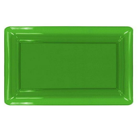 1 - Party Essentials 12" X 18" Heavy Duty Rectangular. Tray - Neon Green