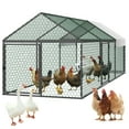thumbnail image 1 of VEVOR Gallinero Metálico para 6-8 Gallinas 1 x 3 x 1 m, Recinto Gallinero con Cubierta Impermeable y 3 Puertas, Jaula para Aves de Corral con Techo a Dos Aguas, para Uso en Exteriores, Granjas, 1 of 9