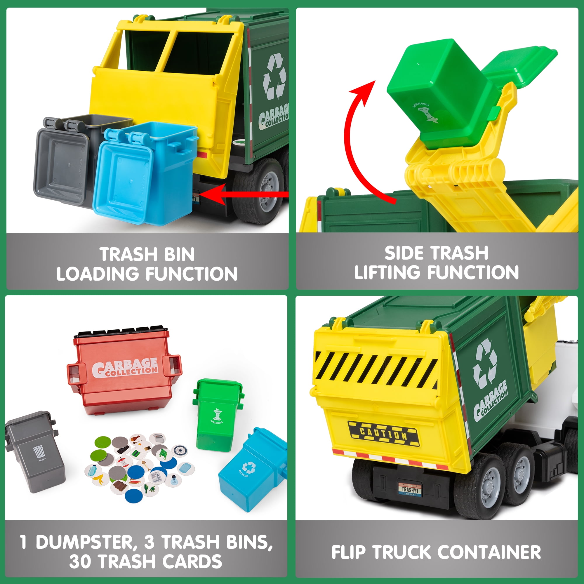 Joyfy 16" Lights and Sounds Large Garbage Truck Toys for Boys, Realistic Trash Truck Toy with Trash Can Lifter and Dumping Function, Toy Truck Christmas Girthday Gift for Boy Age 2 3 4 5 Years Old