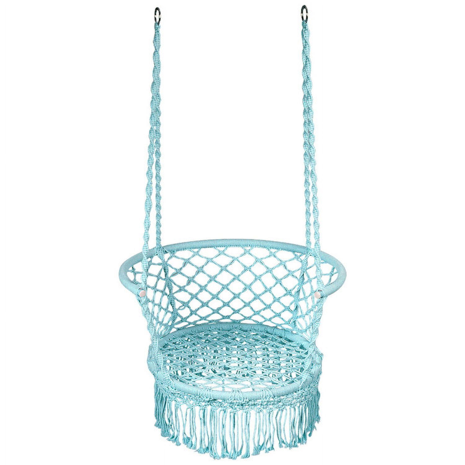 Aimee Lii Hanging Hammock Chair with 330 Pounds Capacity and Cotton Rope Handwoven Tassels Design, Patio Swing Chair, Turquoise