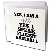 3dRose Baseball girl - Greeting Card, 6 by 6-inch