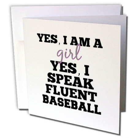 3dRose Baseball girl - Greeting Card, 6 by 6-inch