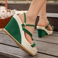 thumbnail image 5 of Rokment Womens Sparkling Rhinestones Wedge Heels Slides Sandals with Convertible Back Strap Stylish Simple Espadrilles Platform Chunky Heeled Slip on Dressy Slippers for Ladies Green Size 8, 5 of 9