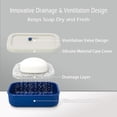 thumbnail image 5 of Enhanced Leak Proof Travel Case with Lid, Large Silicone Container for Traveling,Shampoo Bar Holder, Soap Dish with Draining Layer, Bar Soap Caddy (Offwhite & Blue), 5 of 7