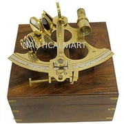 NAUTICALMART 8" Brass Astrolabe Nautical Sextent W/Wooden Box Sea Navigation Instrument
