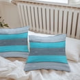 thumbnail image 4 of Blue Grey Stripe Outdoor Pillow Covers Set of 2 Retro Coastal Style Wood Texture Waterproof Throw Pillow Case Decorative Square Cushion Cover for Patio Couch Garden Balcony, 20"x20", 4 of 9