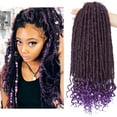 thumbnail image 3 of Benehair Goddess Locs Crochet Braids Boho Style Faux Locs Hair Extensions with Curly Ends Pre Looped Locs Synthetic for Women 16" Dark Black&Purple, 3 of 9