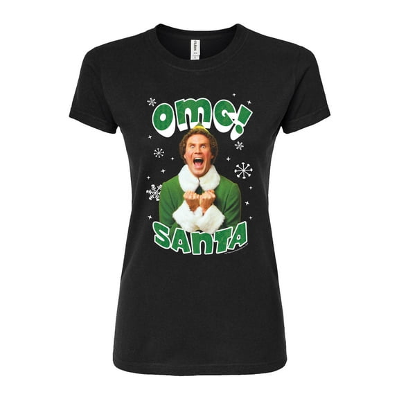 ELF - Christmas Omg Santa - Juniors Fitted Graphic T-Shirt