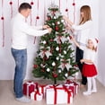 thumbnail image 5 of 4 piezas de nudos decorativos de Navidad, nudos de lentejuelas rojas para árbol de Navidad, nudos para adorno de árbol de Navidad, nudos de guirnalda, corona de Navidad (rojo, plateado, 7 x 6,7, 5 of 5