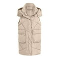 thumbnail image 2 of Gibobby Chaleco largo acolchado mujer, Chalecos casuales para mujer, chaleco largo y suave de longitud media, chaquetas de algodón de invierno, ligeras(Caqui,XG), 2 of 5