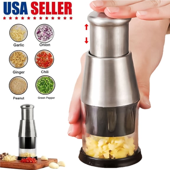 304 Stainless Steel Garlic Press & Pressed Garlic Chopper Manual Crusher Kitchen Tool for Garlic, Onion, Ginger Easy Clean Durable Handheld Chopper