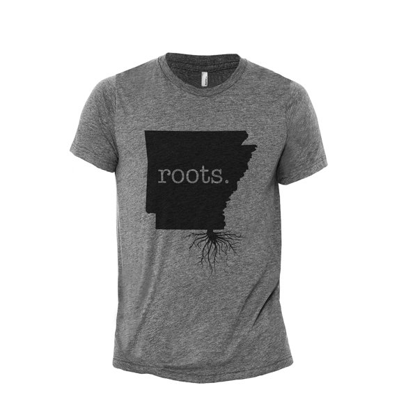 Home Roots State Arkansas AR Men's Modern Fit Fun Casual T-Shirt Printed Graphic Tee Heather Grey Small