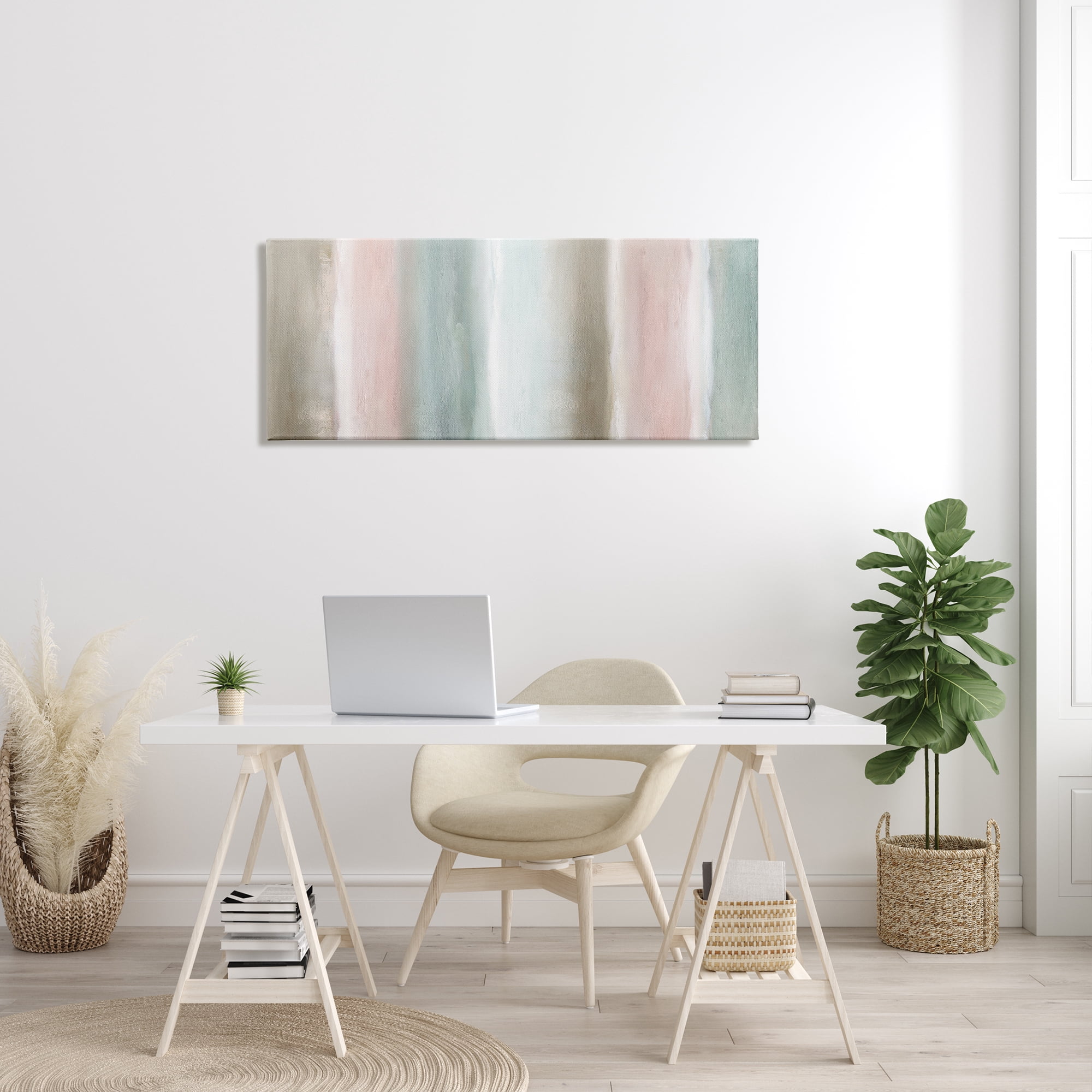 Stupell Indtries Blurred Striped Shape Abstraction Soft Pastel Pink Green,48 x 20,Design by Nan