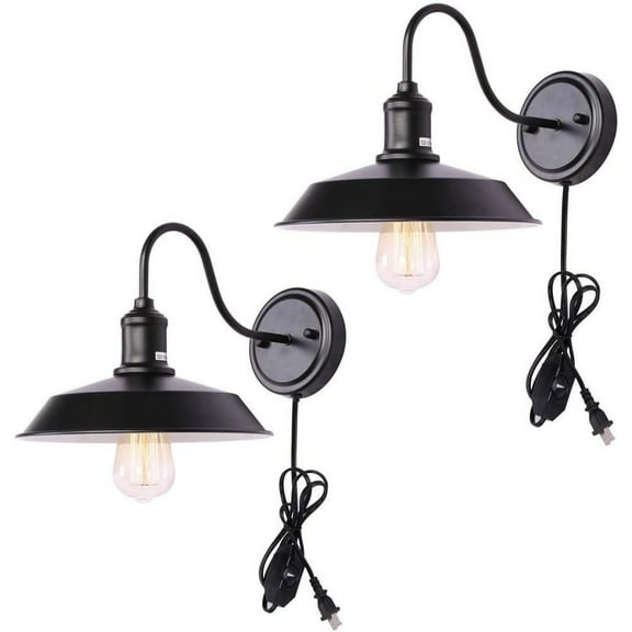 Wall Sconce with Plug in,Vintage Industrial Rustic Wall Lamp,Dimmable Retro Metal Wall Light Fixture for Corridor Cafe Bar Home Brass Nightstand Lighting,A