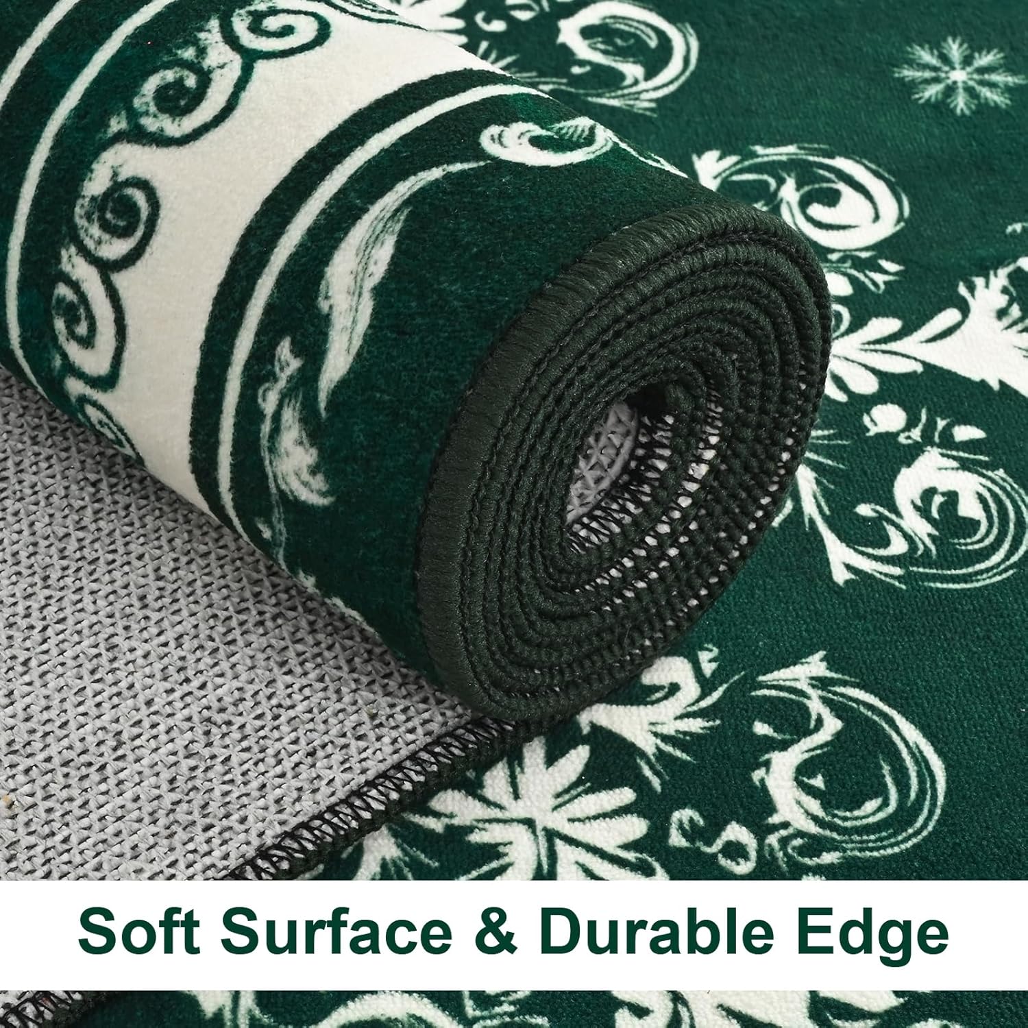 BLEUM CADE Christmas Snowflake 3x5 Area Rugs for Living Room,Non Slip Washable Rugs Low Pile Floor Mat Carpet,Holiday Christmas Decorations,Green