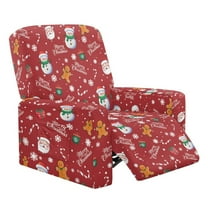 Kuiaobaty Gingerbread Man Print Reclining Slipcover with Side Pocket Christmas Snowman Recliner Chair Cover Breathable Reclining Sofa Slipcover Washable Recliner Couch Cover for Living Room