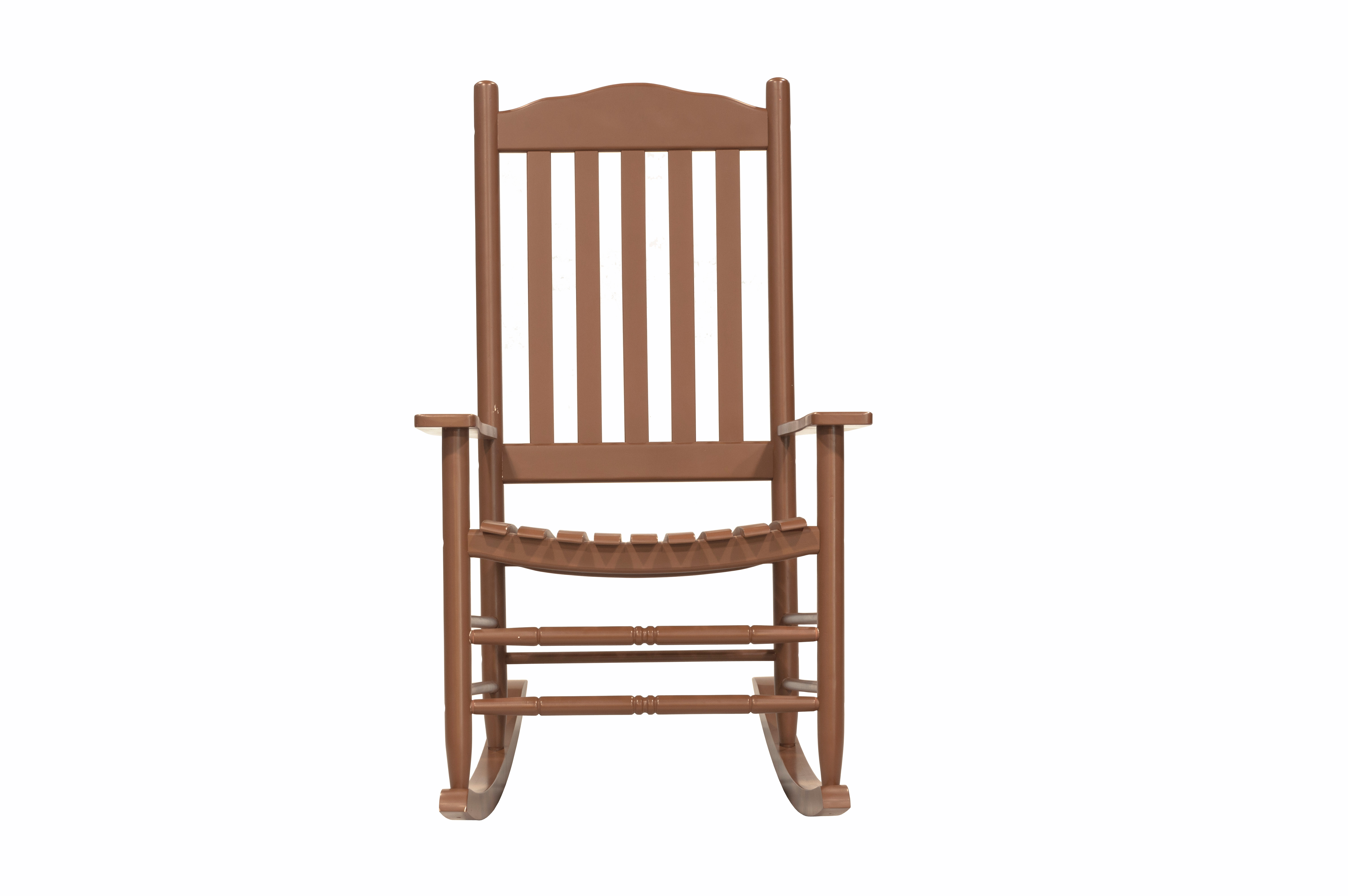 Outdoor Patio Garden Furniture 3-Piece Wood Porch Rocking Chair Set, Weather Resistant Finish,2 Rocking Chairs and 1 Side Table-Brown - image 4 of 11