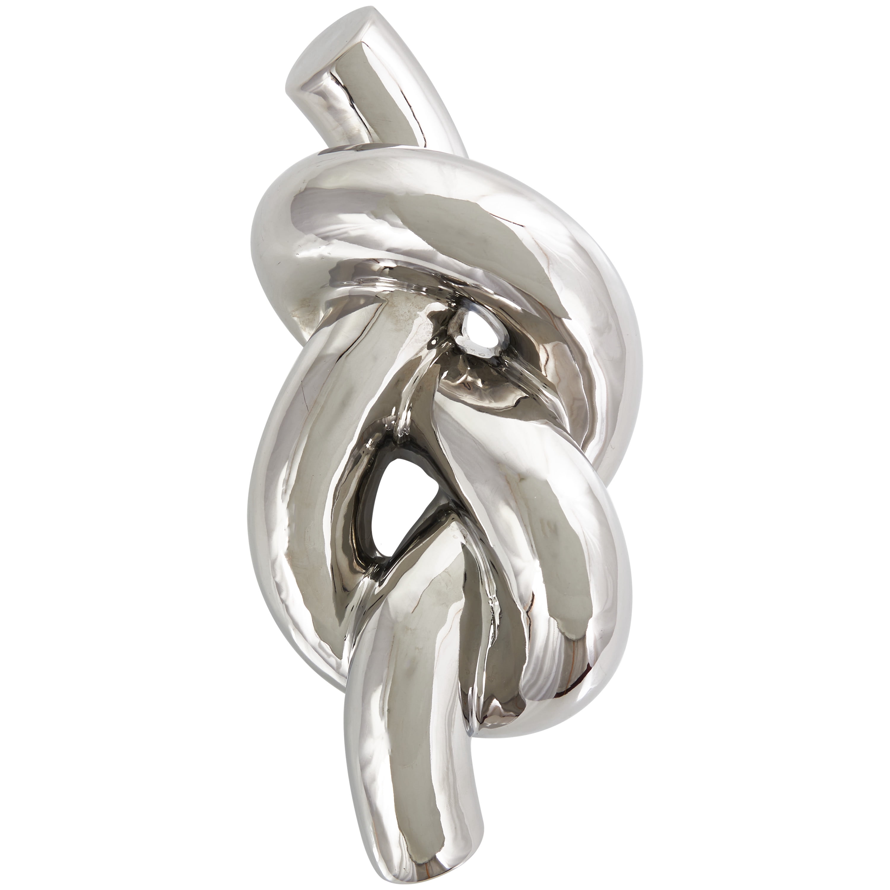 12" x 4" Silver Ceramic Abstract Knot Sculpture, by DecMode