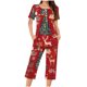 thumbnail image 2 of Puntoco Pijamas para mujer Conjunto de pijama con estampado navideño, cuello redondo, botones, manga corta y cintura elástica con bolsillos y pantalón, 2 of 5
