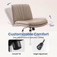 thumbnail image 6 of CELTOSS Criss Cross Office Chair, Armless Cross Legged Computer Desk Chair with 2-in-1 Wheels & Foot Pads, Double-Layer Seat Cushion, PU Leather Vanity Chair, Brown, 6 of 15