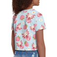 thumbnail image 5 of Uourmeti Girls Axolotl Short Sleeve Casual Crop Crew Neck T-Shirt Strawberry Soft Loose Athletic Top Lightweight Pullover Tops Size 7-8, 5 of 6