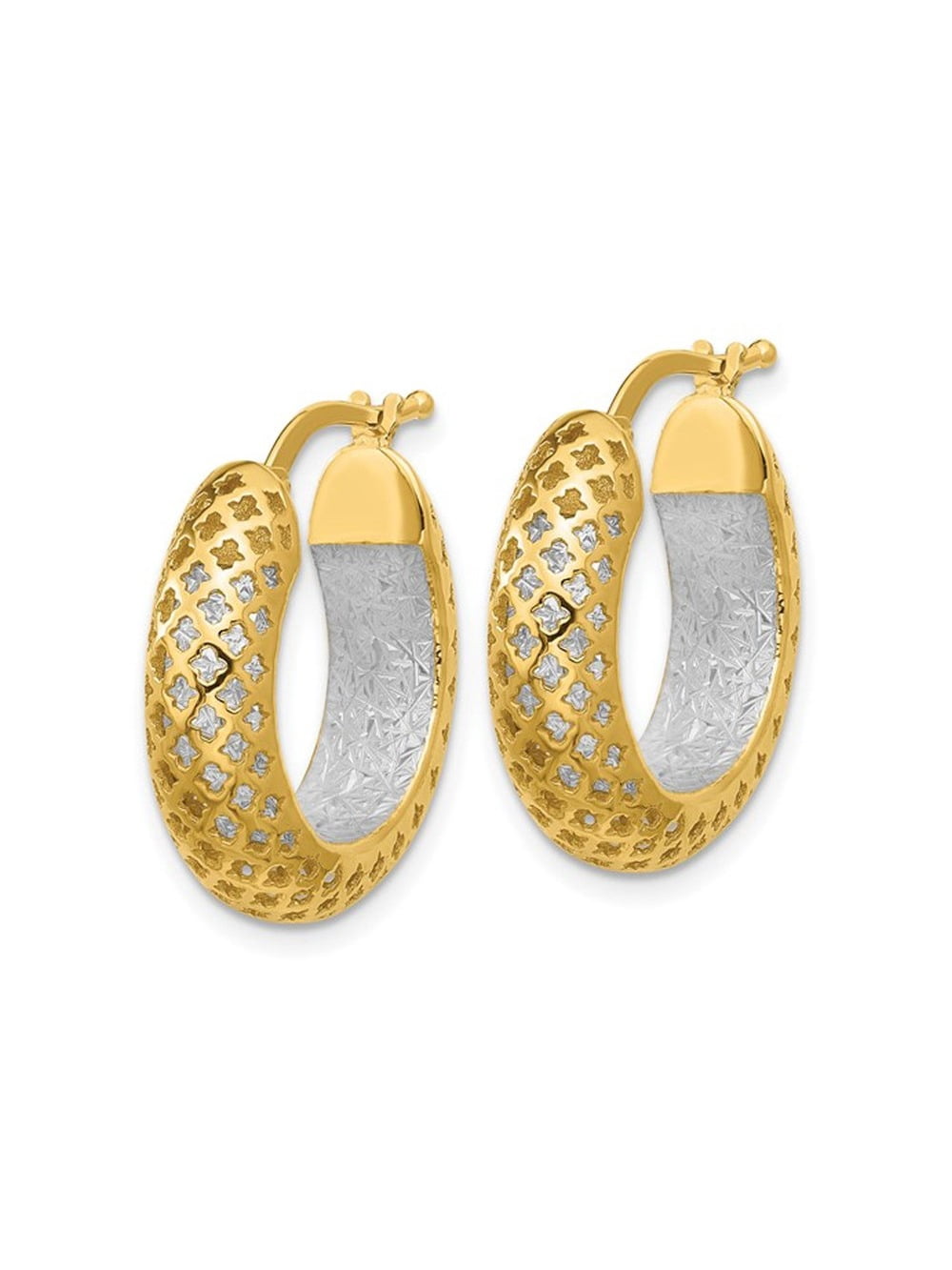 Gem & Harmony Diamond Cut Hoop Earrings in 14K Yellow Gold for Women