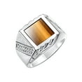 thumbnail image 4 of RYLOS Men's Rings Sterling Silver Designer Ring With Diamonds and Tiger Eye Tiger Eye Rings For Men Size 9, 4 of 7