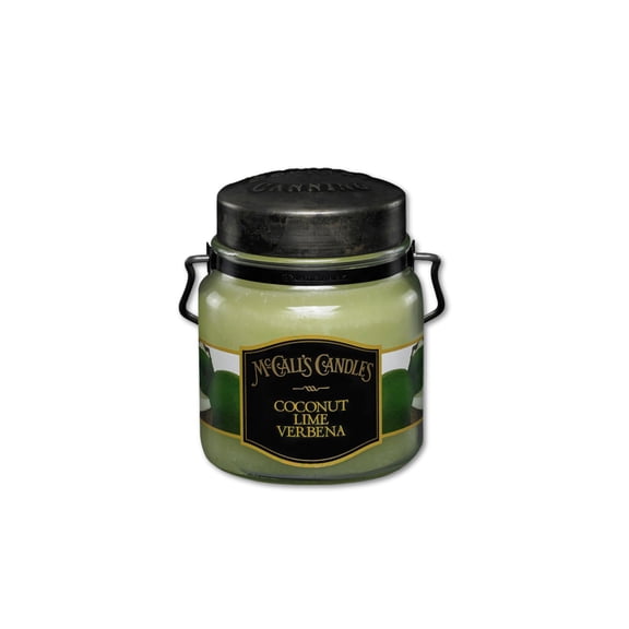 McCall’s Candles | Coconut Lime Verbena | 16 oz Two-Wick Scented Candle | USA-Poured | Vintage Rustic Jar with Carrying Handle | Creamy Coconut, Bright Lime & Tropical Verbena Fragrance