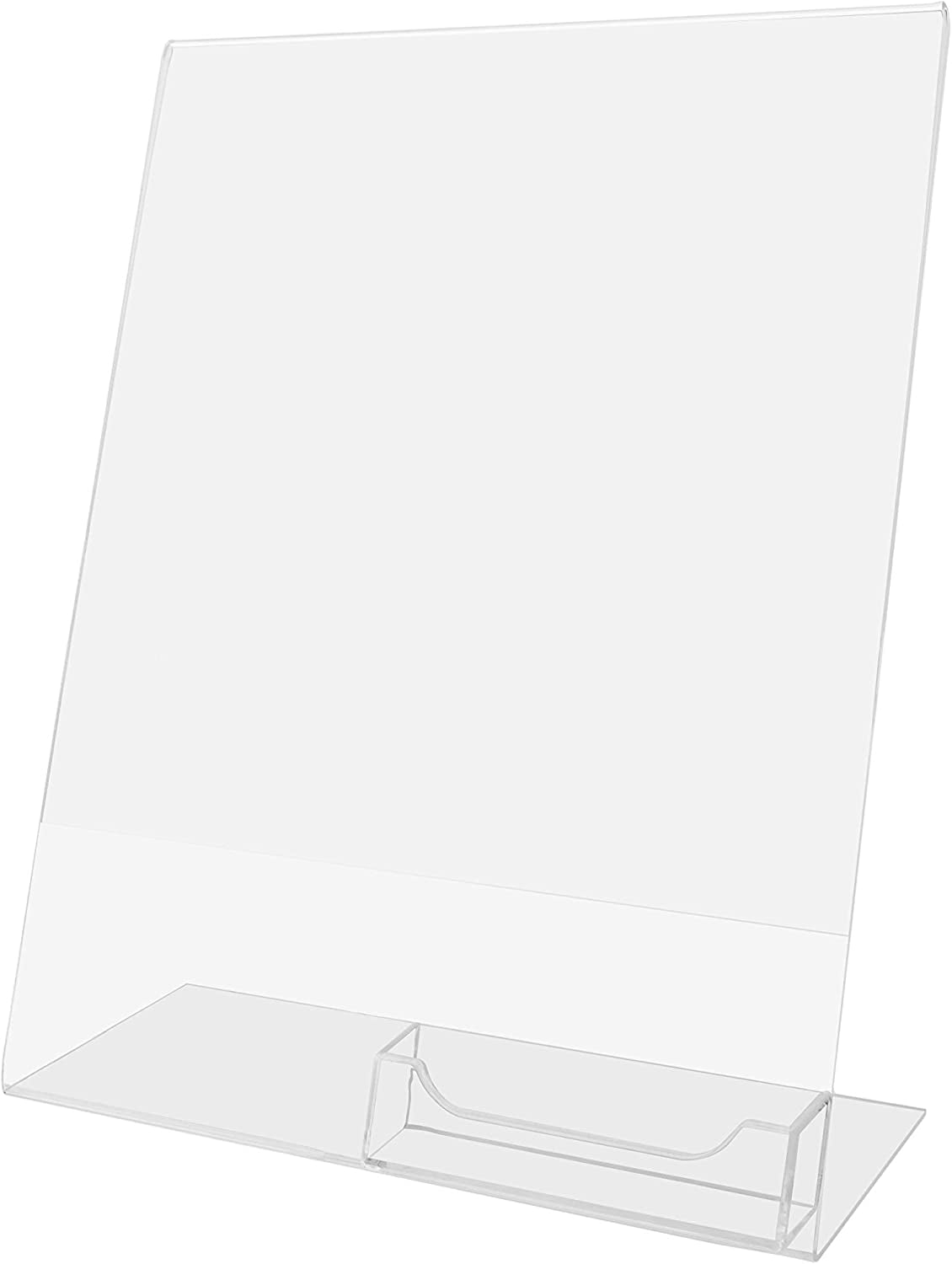 Set of 12, 8.5x11 LShaped Sign Holders with Business Card Pocket, for