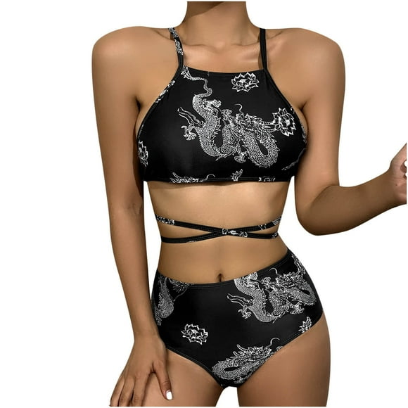 XZNGL High Waist Bikini Swimsuit for Women Fashion Casual Womens Split Swimsuit High Waist Digital Printing Sexy Bikini Sexy Bikini Swimsuit for Women High Waist Swimsuit for Women
