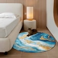 thumbnail image 3 of Blue Marble Large Area Rugs for Bedroom Living Room, Soft Non Slip Carpet Bedside Rug, Luxury Yellow Modern Ink Painting Art Round Floor Cover Kitchen Accent Rug 3.3' for Dining Room/Office, 3 of 9